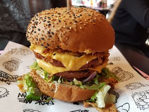 Sumo burger (14,95) at Vegan Junk Food Bar - Downtown in Amsterdam