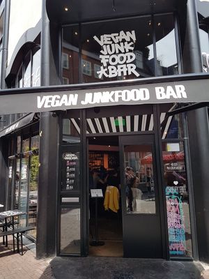 entrance on the corner at Vegan Junk Food Bar - Downtown in Amsterdam