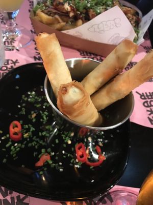 Cheese spring rolls were so delicious 😍😫 at Vegan Junk Food Bar - Downtown in Amsterdam