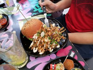 Kebab burger at Vegan Junk Food Bar - Downtown in Amsterdam