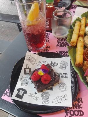 Deliciously decadent brownie at Vegan Junk Food Bar - Downtown in Amsterdam
