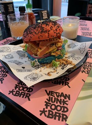 Chicken Burger + Bacon  at Vegan Junk Food Bar - Downtown in Amsterdam