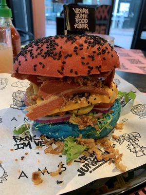 ChickenBurger+Bacon at Vegan Junk Food Bar - Downtown in Amsterdam