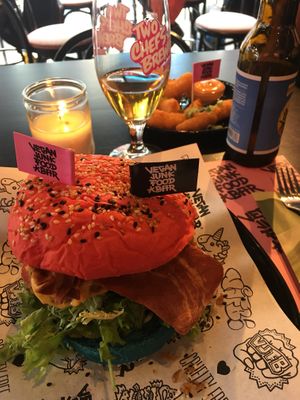 daddy mcchicken and crispy lemon shrimps! at Vegan Junk Food Bar - Downtown in Amsterdam