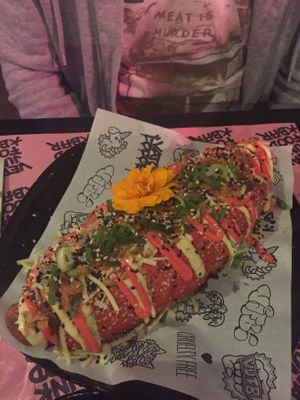 Bratwurst at Vegan Junk Food Bar - Downtown in Amsterdam