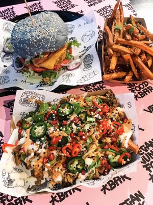 DADDY MC CHIK’N, FLASHY KAPSALON & SWEET POTATO FRIES at Vegan Junk Food Bar - Downtown in Amsterdam