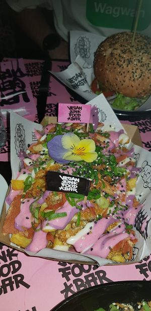 Rainbow fries at Vegan Junk Food Bar - Downtown in Amsterdam