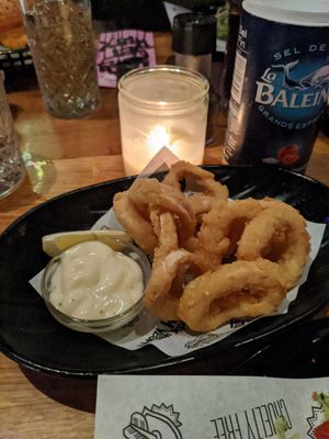 "Kalamari" rings at Vegan Junk Food Bar - Downtown in Amsterdam