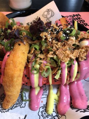 juicy sausage  at Vegan Junk Food Bar - Downtown in Amsterdam