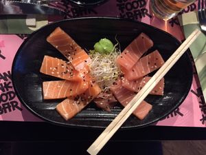 “Salmon" at Vegan Junk Food Bar - Downtown in Amsterdam