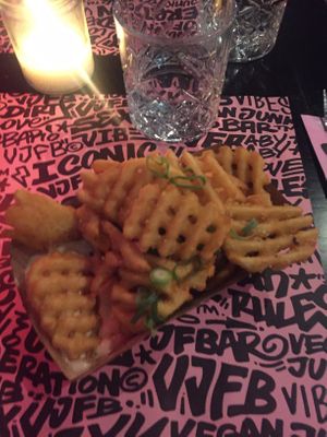 waffle fries with garlic mayo at Vegan Junk Food Bar - Downtown in Amsterdam