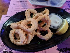 "calamari" rings at Vegan Junk Food Bar - Downtown in Amsterdam