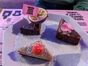 Coffee cheesecake, brownie & tiramisu at Vegan Junk Food Bar - Downtown in Amsterdam