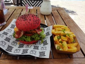 Daddy Mc Chik’n with fries at Vegan Junk Food Bar - Downtown in Amsterdam