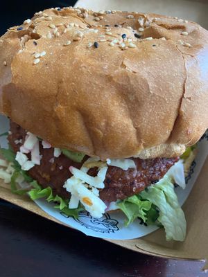 Truffle burger at Vegan Junk Food Bar - Downtown in Amsterdam