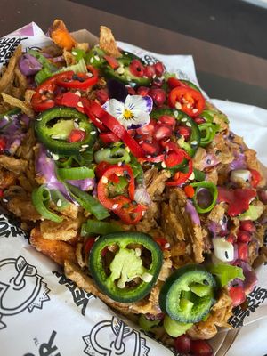 Shawarmer with sweet potato fries at Vegan Junk Food Bar - Downtown in Amsterdam