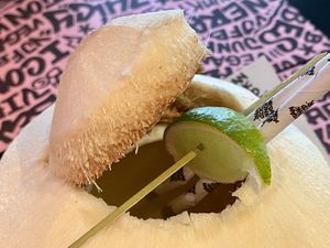 coconut juice 🥥 at Vegan Junk Food Bar - Downtown in Amsterdam