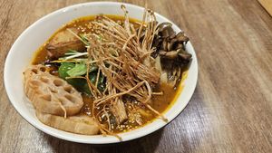 Curry soup with extra toppings at Beyond Age Soup Curry in Sapporo