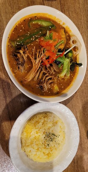 Vegetable and mushroom curry with coconut vegan broth. at Beyond Age Soup Curry in Sapporo