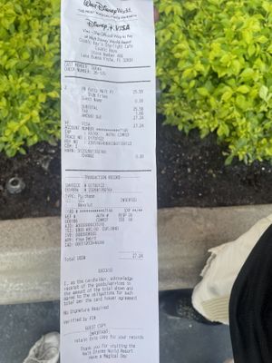 Receipt   at Walt Disney World - Cosmic Ray's Starlight Cafe in Lake Buena Vista