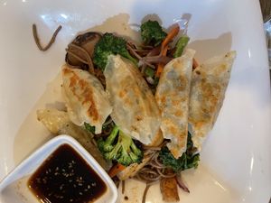 Soba noodles and dumplings  at Quantum Leap - Upper East Side in New York City