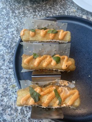 500000/5,  one of the best things I have ever tried. vegan tofu sushi tacos   at Earls Assembly Row in Somerville