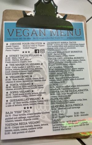 Menu at Mariachi's Dine-In in Fort Worth