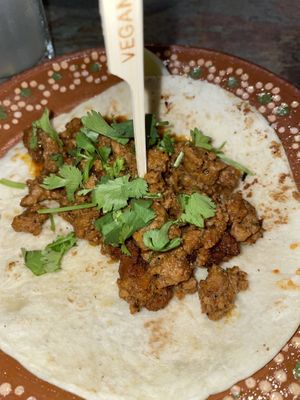 Vegan chick’n street taco at Mariachi's Dine-In in Fort Worth