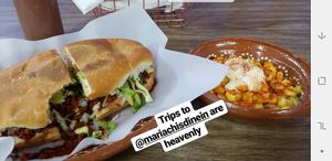 Elote and "chorizo" torta! at Mariachi's Dine-In in Fort Worth