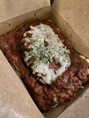 Chicken parmigiana  at Julie Goes Green in Los Angeles