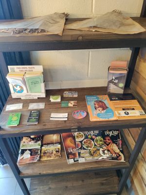 Cards, pamphlets, stickers, magazines at Julie Goes Green in Los Angeles