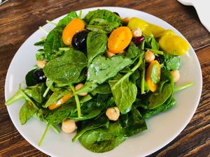 A small portion of the Spinach Lovers salad. at Julie Goes Green in Los Angeles