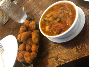 Fried Mushrooms and Minestrone Soup at Julie Goes Green in Los Angeles