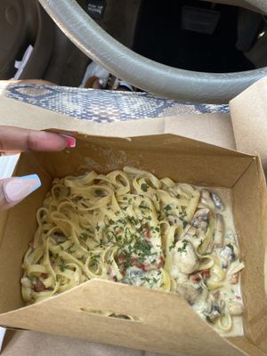I’ve never had vegan Alfredo but this is the best thing I e ever tasted ! Taste like the real thing  at Julie Goes Green in Los Angeles