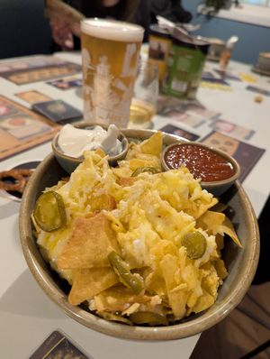 Vegan nacho bowl at The Treehouse Board Game Cafe in Sheffield