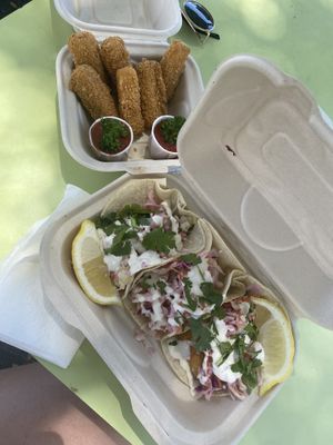 Fysh tacos and  nozzarella stix   at Earth Aloha Eats - Waikiki in Honolulu