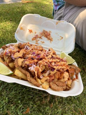 Pulled pork fries (a must try!)  at Earth Aloha Eats - Waikiki in Honolulu