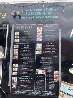 Menu  at Earth Aloha Eats - Waikiki in Honolulu