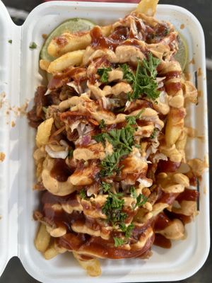 Pulled pork fries  at Earth Aloha Eats - Waikiki in Honolulu