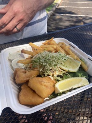 “Fish” and chips! Also a favorite of everything we tried!   at Earth Aloha Eats - Waikiki in Honolulu