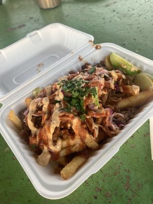 Pulled pork fries 😋  at Earth Aloha Eats - Waikiki in Honolulu