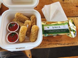 Nozerrala sticks (weren't that great), Snix bar (real good!) at Earth Aloha Eats - Waikiki in Honolulu