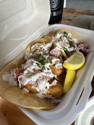 Fish tacos - they use the gardein fish pieces - so nothing creative, loved the slaw though  at Earth Aloha Eats - Waikiki in Honolulu