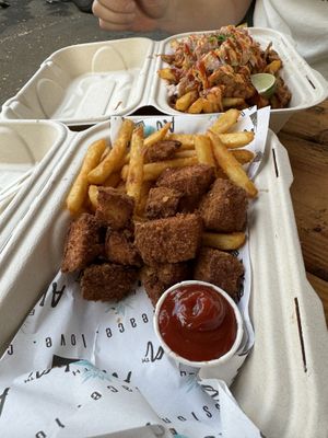 Nuggets and fries for our daughter, the nuggets were one of my favorite things we tried!  at Earth Aloha Eats - Waikiki in Honolulu