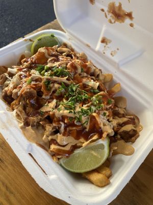 Pulled pork loaded fries   at Earth Aloha Eats - Waikiki in Honolulu