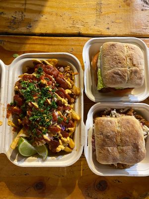Pulled pork loaded fries  at Earth Aloha Eats - Waikiki in Honolulu