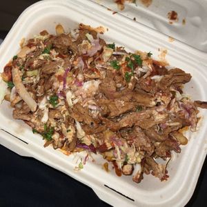 vegan pulled pork fries 😍 my fav  at Earth Aloha Eats - Waikiki in Honolulu