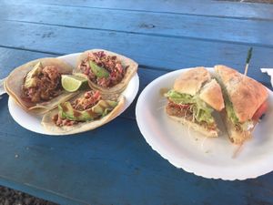 Thai chickin tacos and BBQ sandwich..  at Earth Aloha Eats - Waikiki in Honolulu