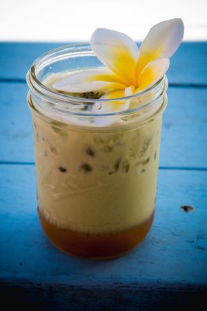 Delicious lavender matcha latte!  at Earth Aloha Eats - Waikiki in Honolulu