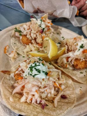 Golden "fish" tacos! 👌 at Earth Aloha Eats - Waikiki in Honolulu
